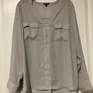 Express XL Grey Zip Up Blouse